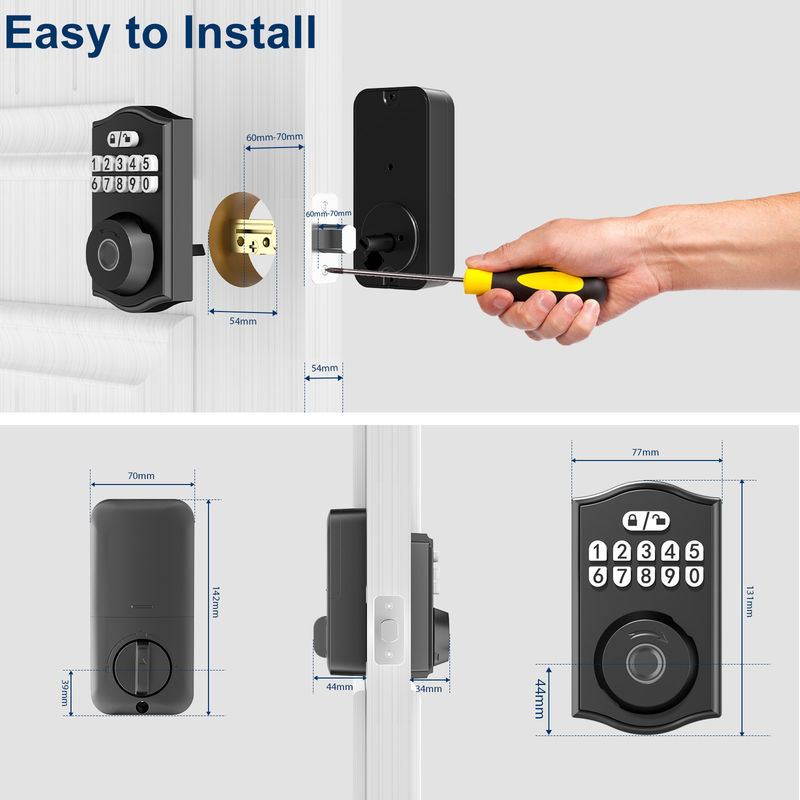 Khóa cửa thông minh, Khóa cửa không chìa khóa, Khóa cửa vân tay Khóa cửa bàn phím Deadbolt với 2 phím, Khóa thông minh cho cửa trước