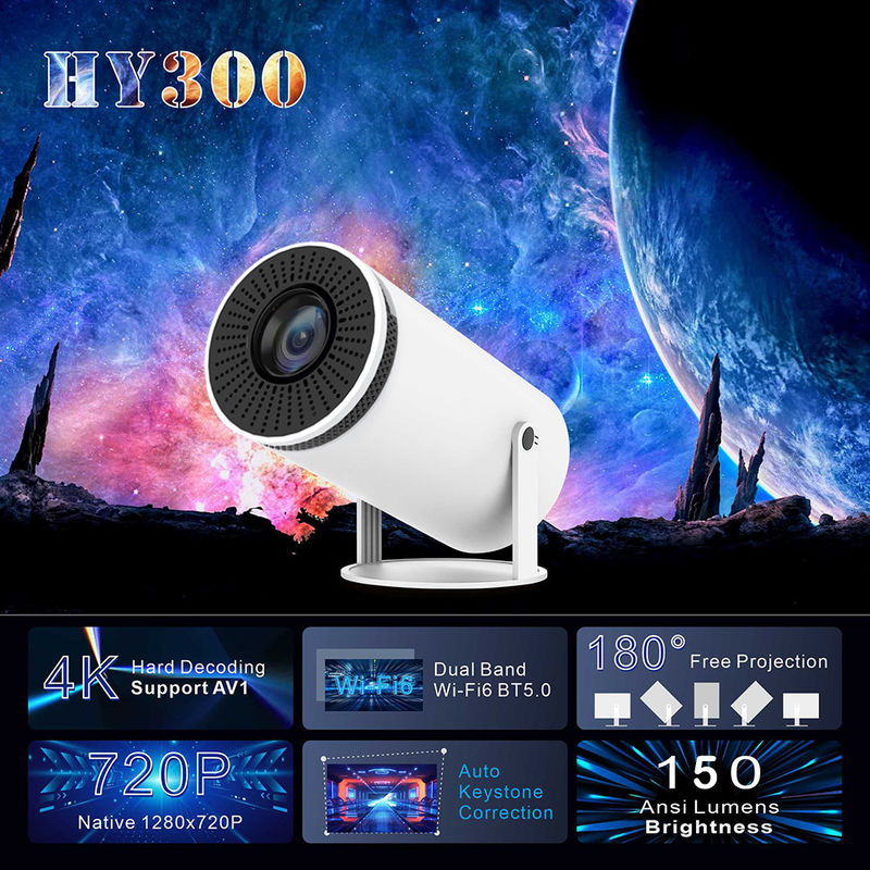 Máy chiếu LCD di động HY300 Với độ phân giải gốc 1280 * 720P 2.4G / 5G / BT4.1