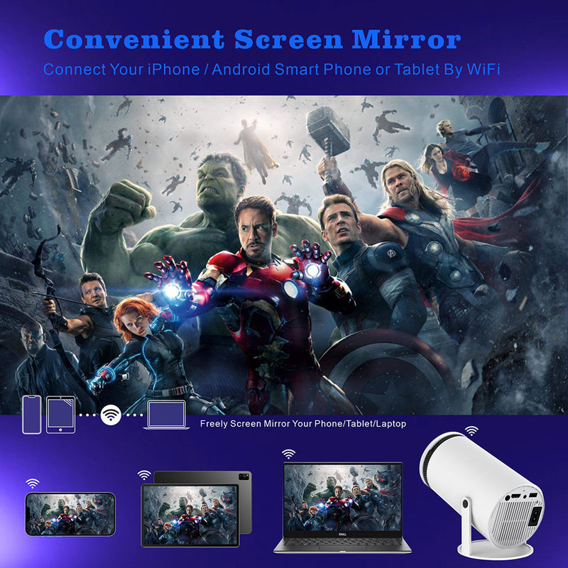 Android 11.0 Máy chiếu rạp hát gia đình HY300 Multimedia Mục đích 150 ANSI Lumens 60W HDMI