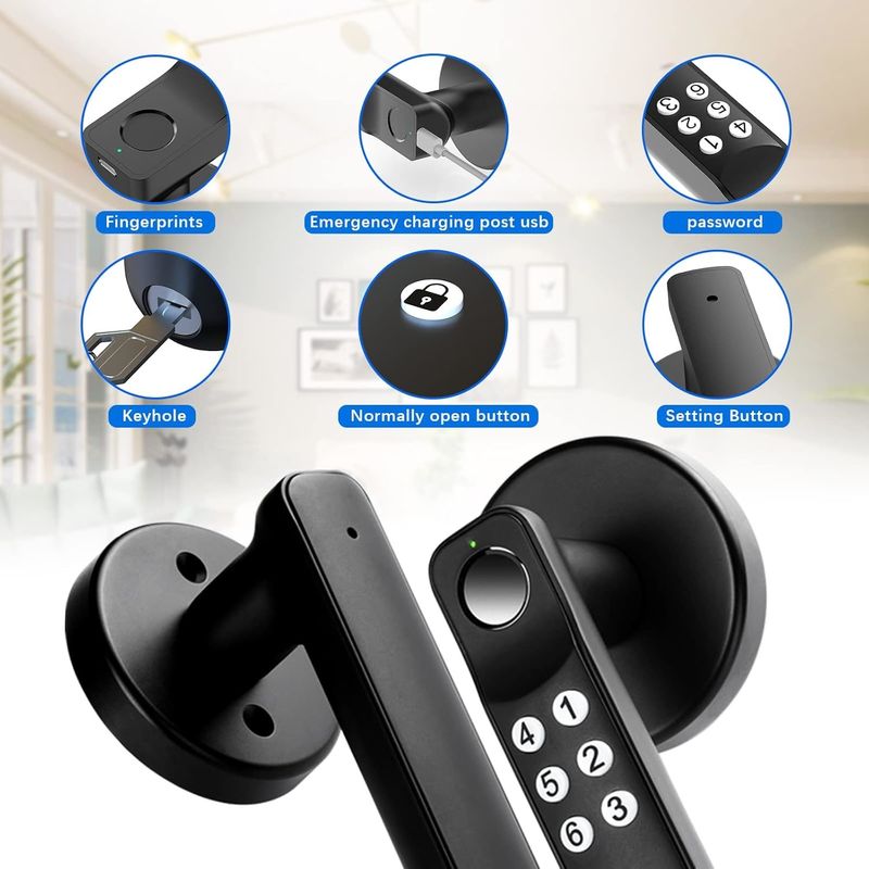 Khóa cửa thông minh Foxgard T01 Khóa cửa thông minh Foxgard T01 Khóa khóa không cần chìa khóa, hợp kim kẽm, vân tay và kiểm soát ứng dụng, cho an ninh nhà và văn phòng