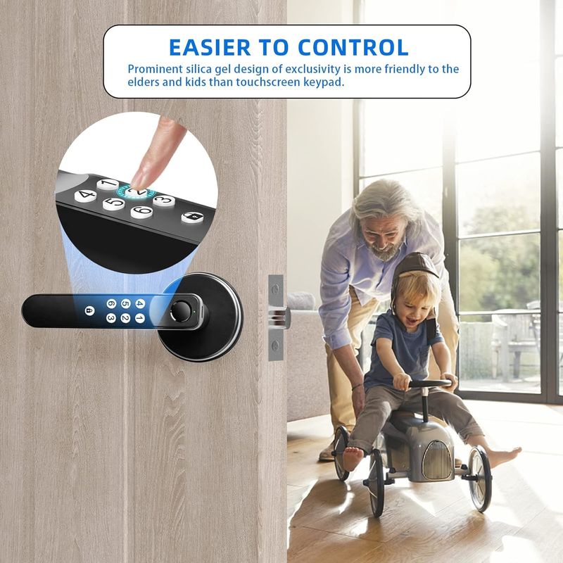 Khóa cửa thông minh Foxgard T01 Khóa cửa thông minh Foxgard T01 Khóa khóa không cần chìa khóa, hợp kim kẽm, vân tay và kiểm soát ứng dụng, cho an ninh nhà và văn phòng