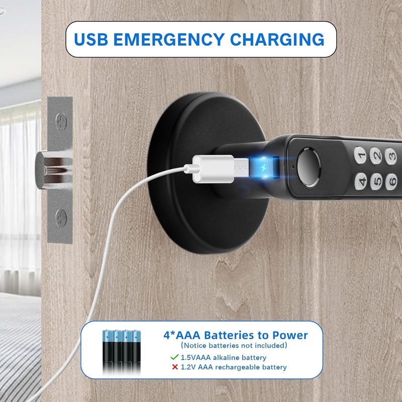 Khóa cửa thông minh Foxgard T01 Khóa cửa thông minh Foxgard T01 Khóa khóa không cần chìa khóa, hợp kim kẽm, vân tay và kiểm soát ứng dụng, cho an ninh nhà và văn phòng